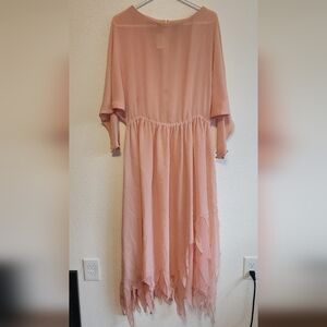 VINTAGE Peach Long Sleeve SILK Dress